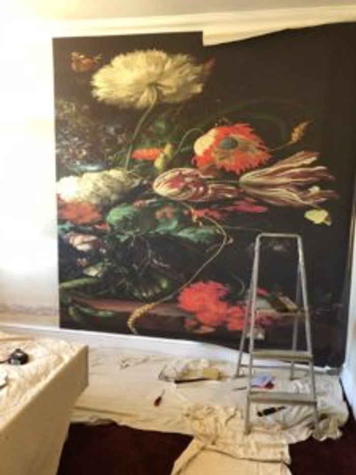 Detail of a hand-painted mural