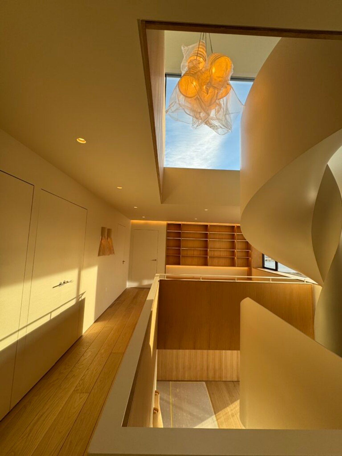 Stairwell with painted walls and timber detail